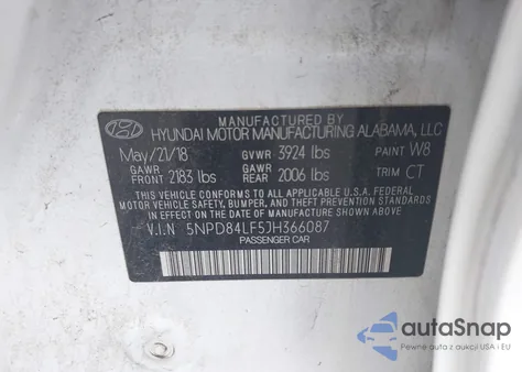 2018 Hyundai Elantra Sel из США, поврежденный, VIN 5NPD84LF5JH366087